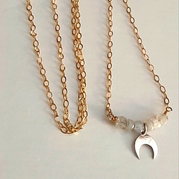 Dana Kellin, Minimal Naja Moon & Moonstone Gold Filled & Sterling 18" Necklace - Picture 1 of 7